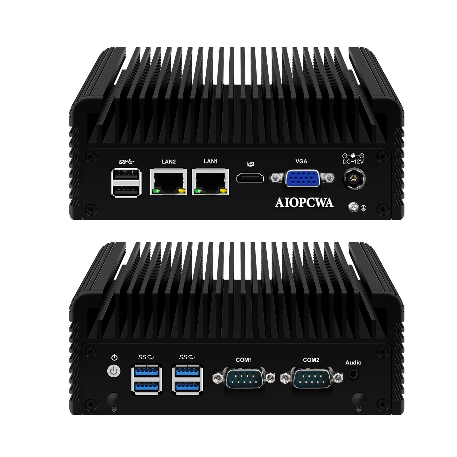 Fanless Mini PC, Core i5 5200U Industrial Computer, 2 Port 2.5GbE i226V LAN, 2 × COM RS232 Serial Port, Barebone NO RAM NO SSD, Support WinOS, Linux, Wifi/BT, VGA, SIM slot