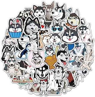 50 Pcs Stickers for Water Bottles, Cute Husky Dogs Stickers Trendy Laptop Stickers Guitar Computer Phone Car Skateboard St...