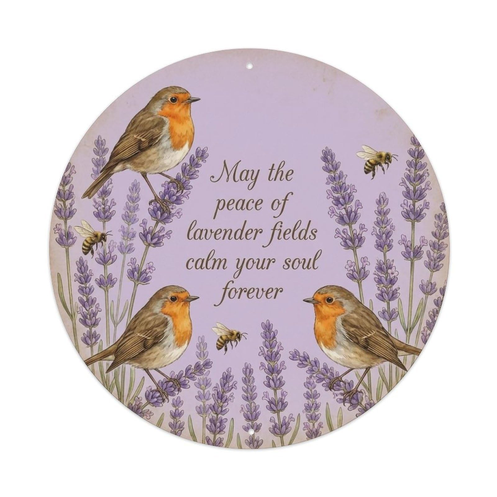 Metal Tin Sign European Robin Garden Sign Heaven Love Lavender