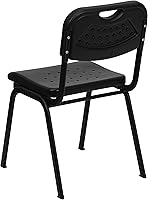 Vista 7 de EMMA + OLIVER Silla apilable de plástico negro para estudiantes con respaldo abierto