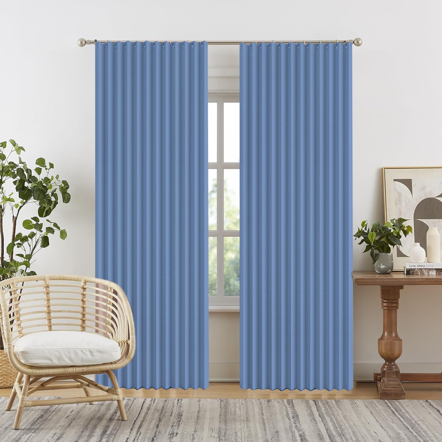 Rideau magnétique occultant isolant bleu foncé de 100 x 190 cm