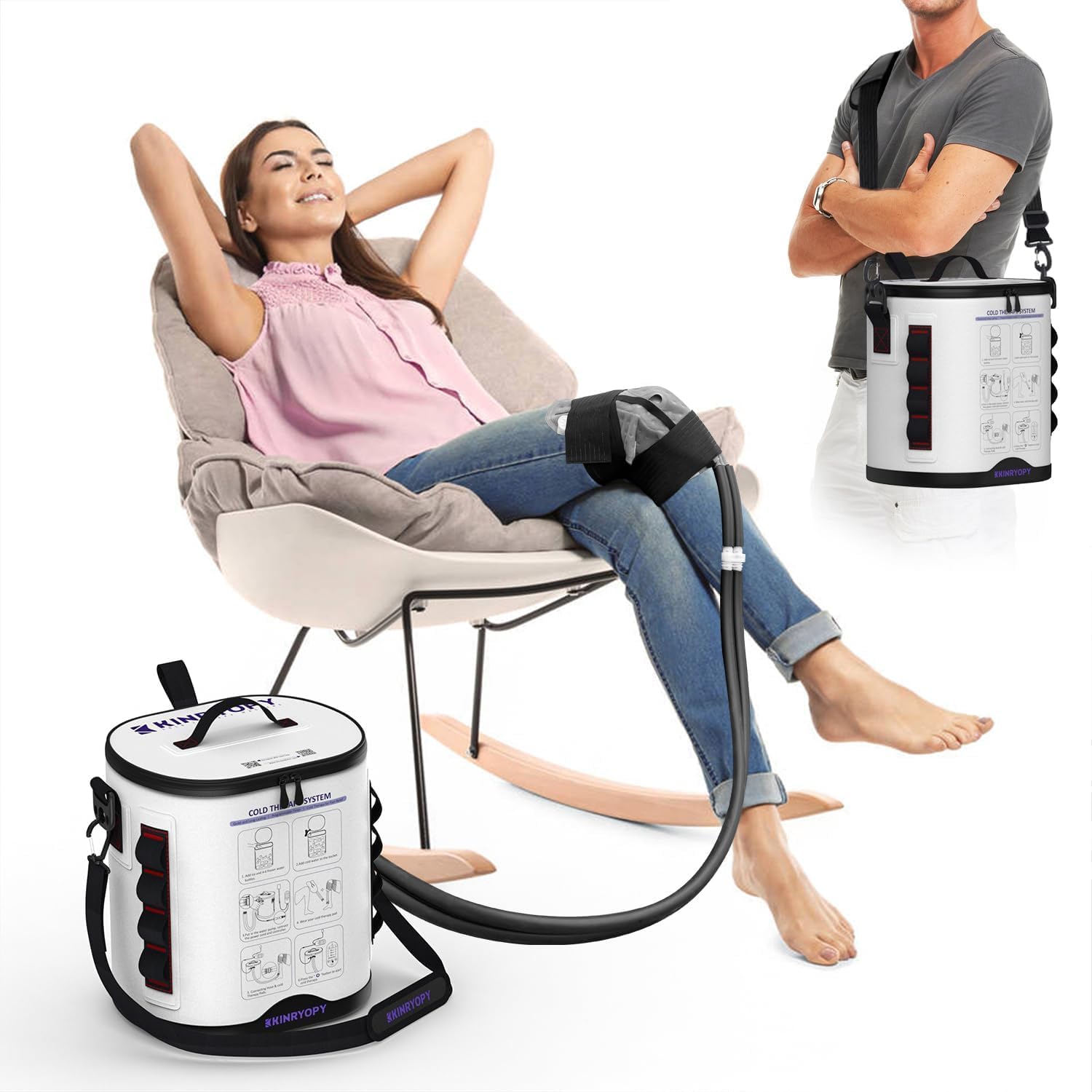 Ice Machine for Larger Knee Pad with Programmable Timer &amp; Quiet Pump