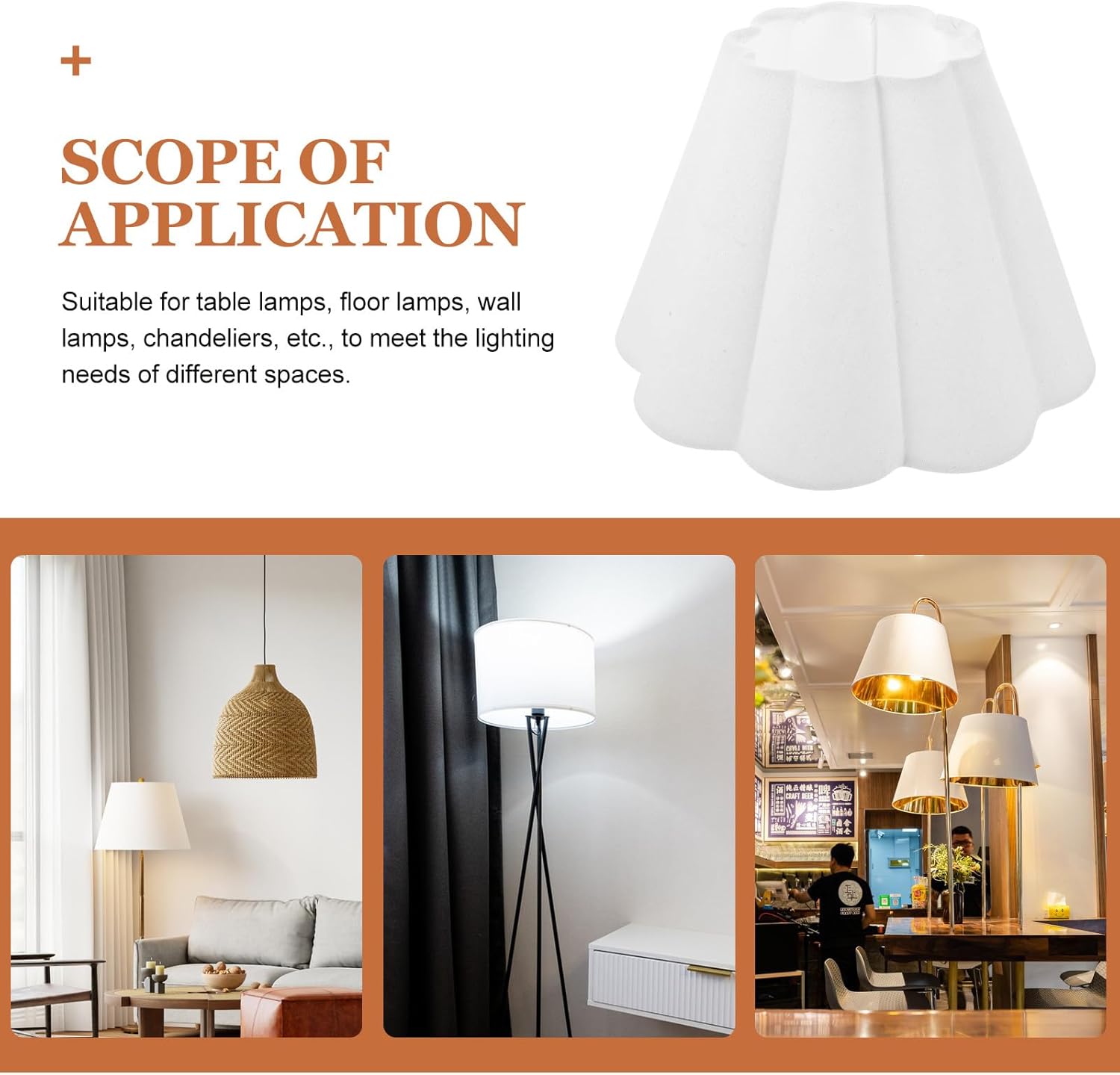 Alipis Fabric Scalloped Lampshade: Universal Rustic Style Cloth Lampshade Replacement Barrel Light Cover Bulb Guard For Table Desk And Wall Lamps