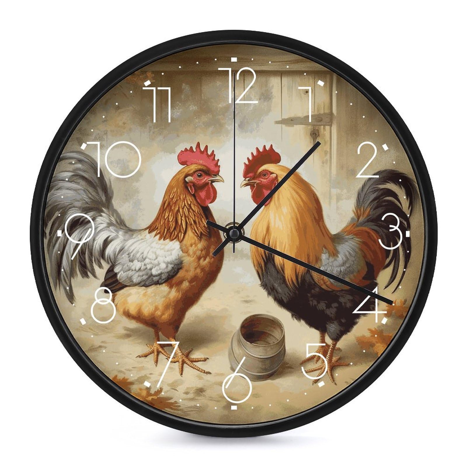 Horloge murale de cuisine poule et coq : l'esprit déco de campagne pour votre intérieur