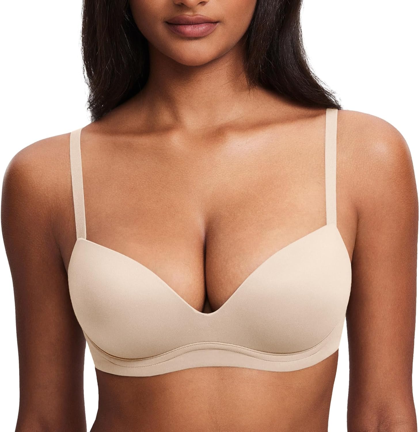 DOBREVA BH Vrouwen Zonder Riemen Push Up T Shirt Bras Gewatteerde Bustier Zachte Naadloze Blauw eiland 90A