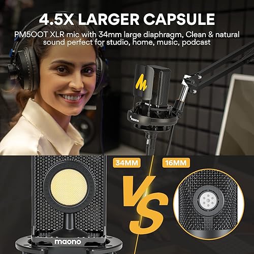 Miniatura 4 de MAONO Micrófono condensador XLR, micrófono de grabación profesional de estudio cardioide para transmisión, podcasting, canto, voz en off, voz,