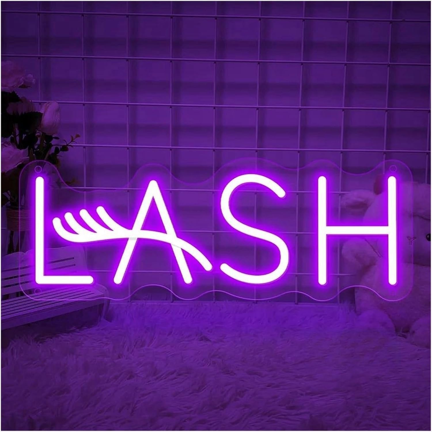 Zynther Neon lamp for LED for Neon Sign Lash for Lights Dimmable for Beauty Salon Wall Hanging Business Decor Signboard 50cm×18cm(B)