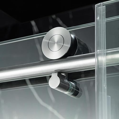 Miniatura 11 de Woodbridge Puerta de ducha sin marco de cierre suave de 57.5-60 pulgadas de ancho x 76 de alto, vidrio templado a prueba de explosiones de 38