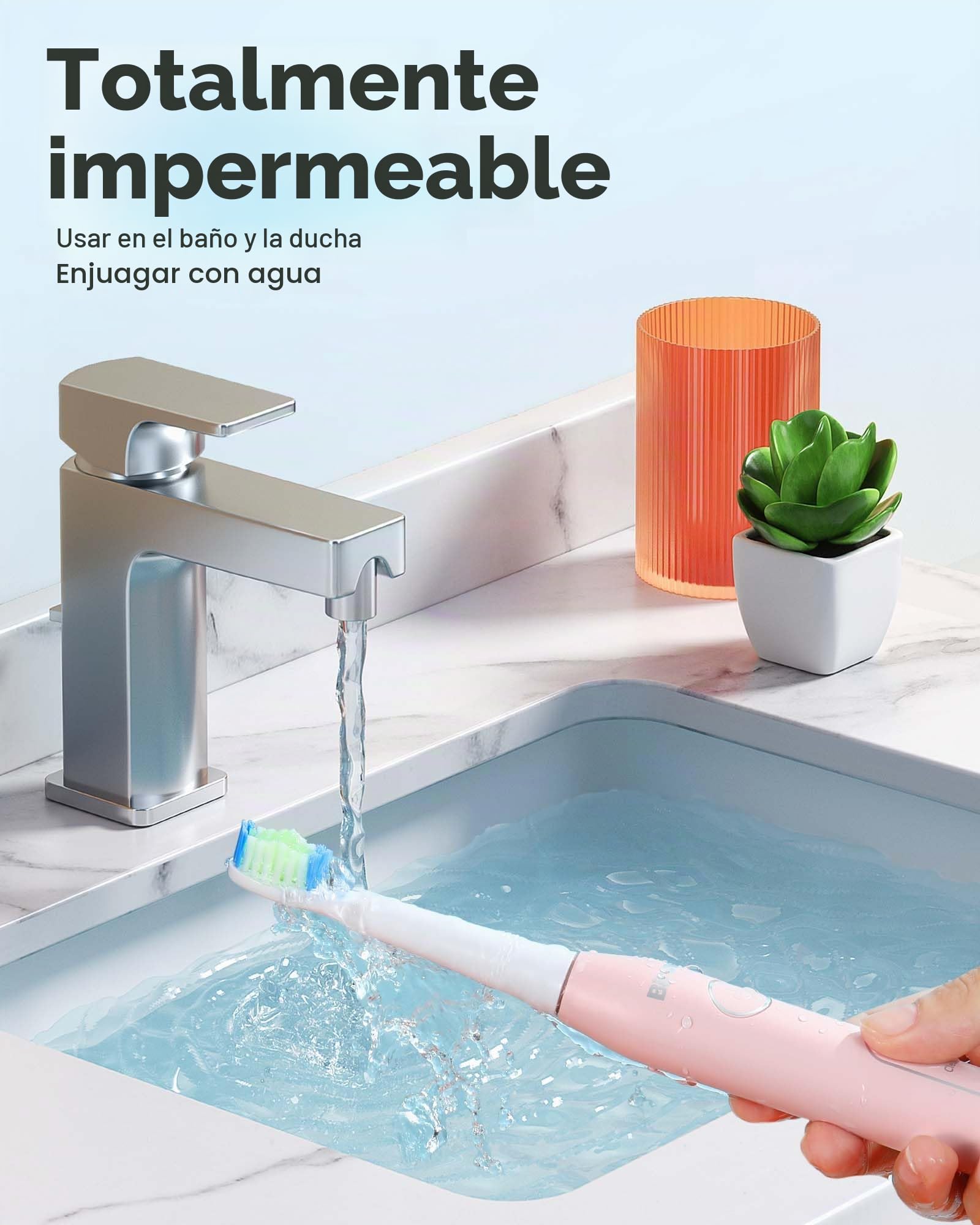 Bitvae D2 Cepillo de Dientes Eléctrico Sónico para Adultos y Niños, Cepillo de Dientes Eléctrico Ultrasónico Recargable, Rosa