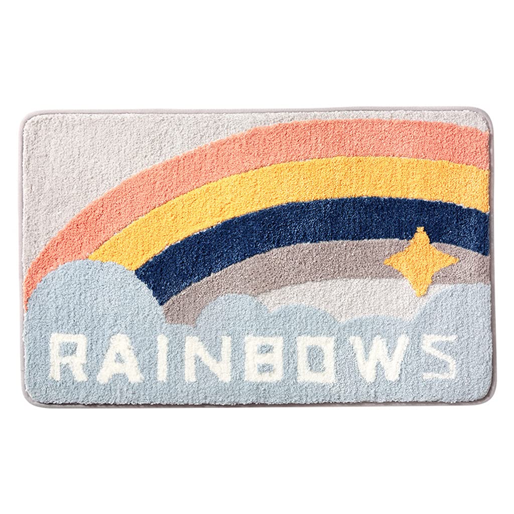 Tapis de bain floqué arc-en-ciel pour éviter les glissades et sols mouillés