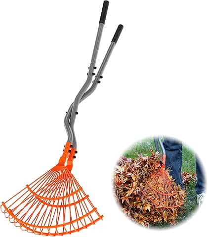 Walensee Rake for Leaves, Heavy Duty Leaf Picker Upper & Leaves Scooper, Leaf Grabber with Long Steel Handl