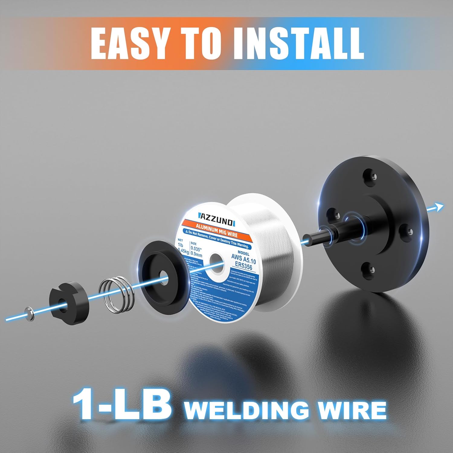 AZZUNO 200A 8-in-1 MIG Welder & .035" Magnesium Aluminum Mig Welding Wire ER5356 1LB, 110V/220V Aluminum MIG/Gas MAG/Gasless Flux Core MIG/Gas MIG/Spot MIG/Spool Gun Compatible/Lift TIG/Stick Welding