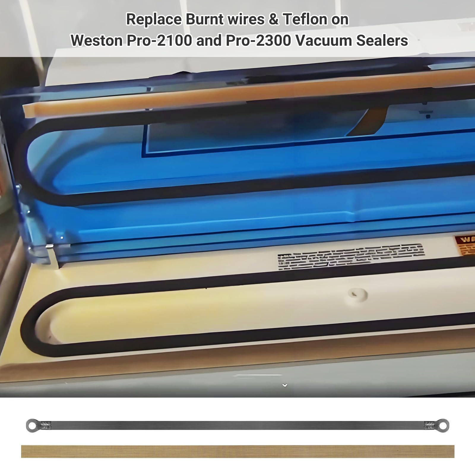 5 cintas de tela de fábrica y 2 PTFE compatibles con cables de elementos calefactores Weston PRO-2100 (65-0101) y PRO-2300 (65-0201) Pro Series