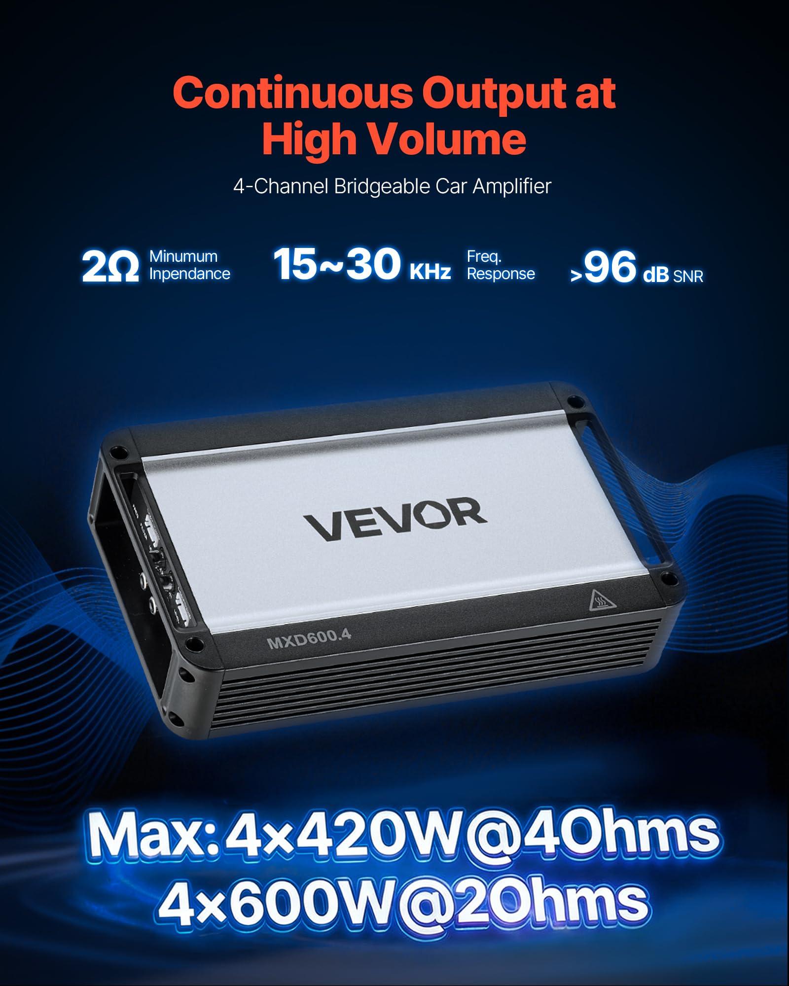 Image secondaire de Amplificateur Audio Voiture VEVOR 4 Canaux 420W - Son Clair et Puissant