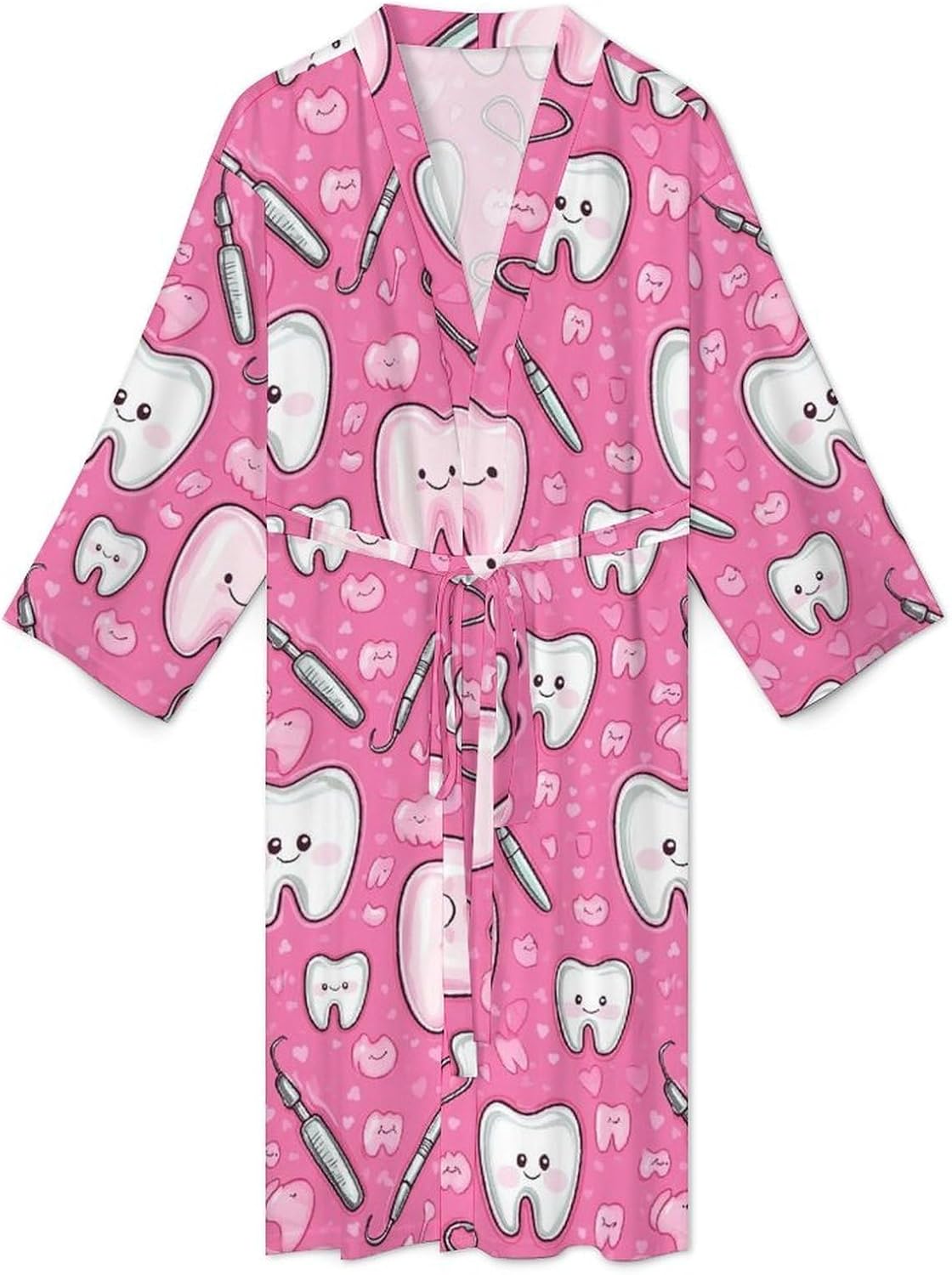 Cute Teeth Dental Men's Bathrobe Long Sleeve Spa Lounge Sleepwear Robe for Bathroom Home