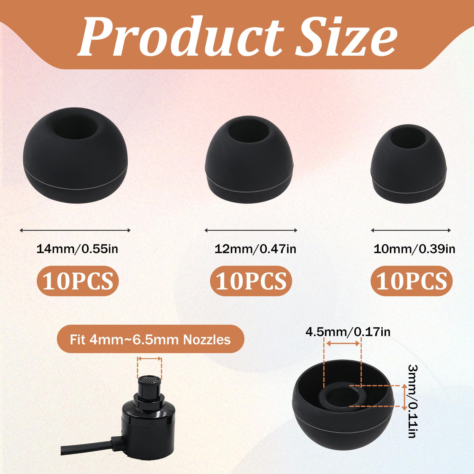 BigKing Punte Per Auricolari, 36 Pezzi Cupole Per Apparecchi Acustici In Silicone, Morbidi E Leggeri, Tappi Per Le Orecchie Di Ricambio Per Foro Interno Da 4,5 Mm-6,0 Mm Auricolari L/M/S - Foto 11