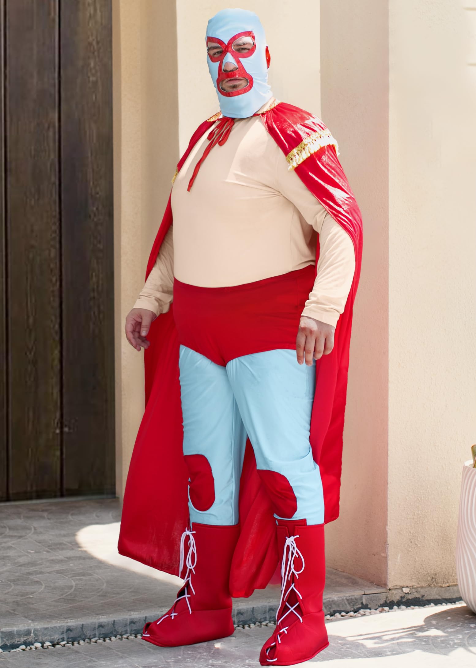 Mainfini Men's Halloween Costume Funny Nacho Libre Outfit Adult Deluxe Cosplay Man Suit Roleplay Comedy Mexican Wrestler Movie Night Group Theme XXL - Image 3