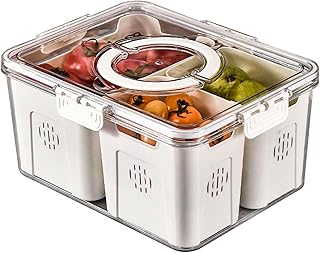 Refrigerator Organizer With Lids (3 Compartments), Fridge Storage, Fridge Organizers And Storage Clear, Fridge Organization, Storage Containers, Stackable With Lid Fridge Organizers