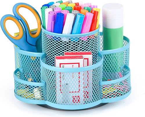 Vista 24 de Soporte para bolígrafo para escritorio, soporte giratorio para lápices, soporte para tazas para escritorio y oficina, organizador de bolígrafos