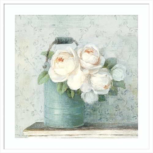 Miniatura 15 de Amanti Art Lienzo decorativo para pared, 36 x 36 pulgadas, diseño de rosas de junio I blanco y azul por Danhui Nai, arte de pared de naturaleza Búho
