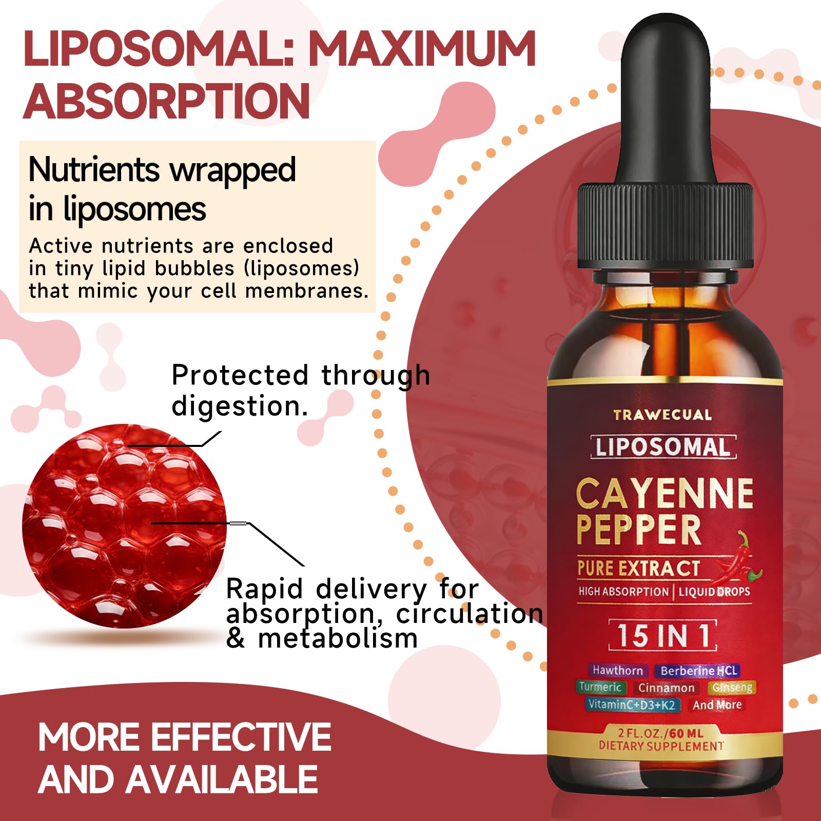 15-in-1 Liposomal Cayenne Pepper Liquid Drops Supplement, 60ml, 2 Fl Oz — Amazon image 3