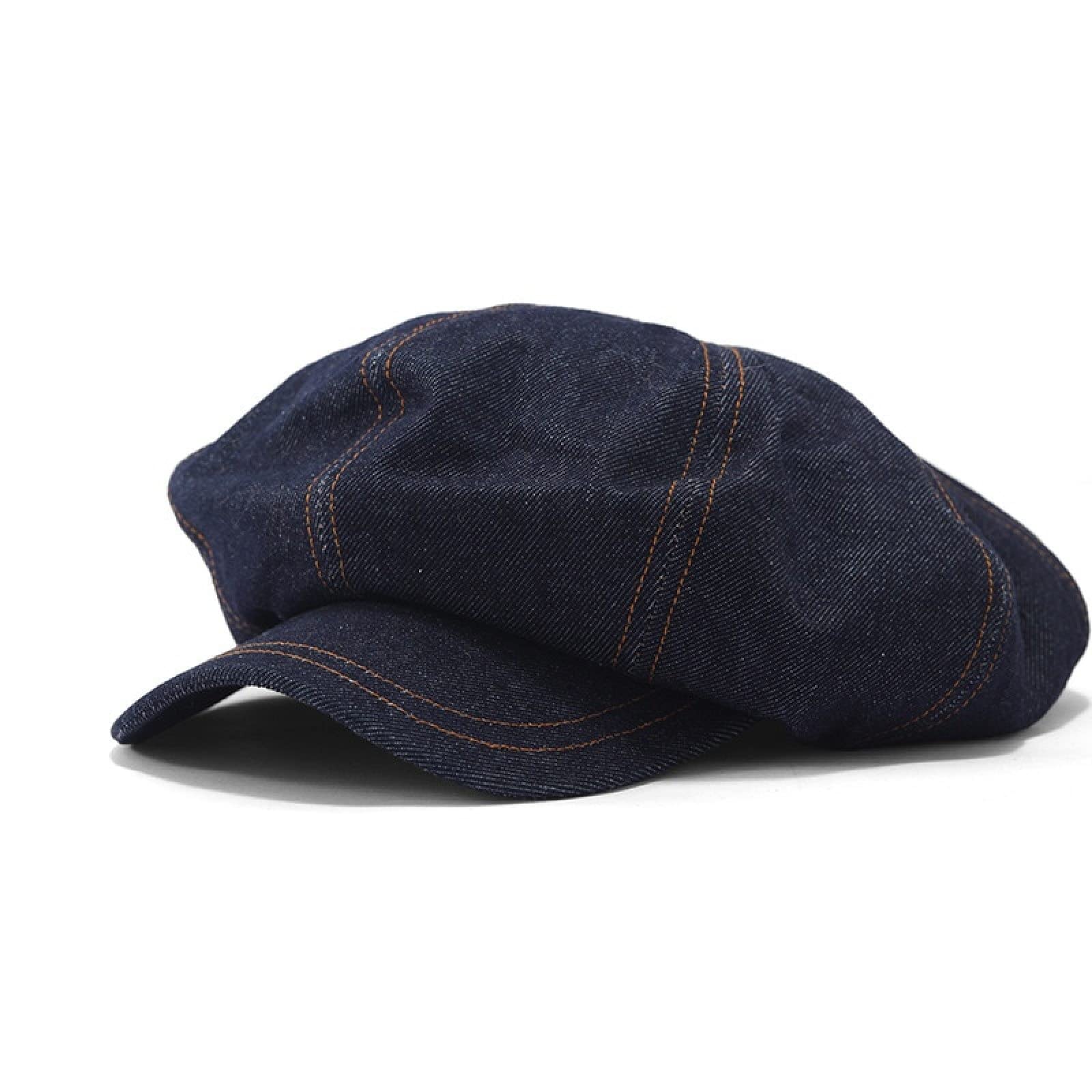 tcax Dames Baretten Big Size Vrouwen Meisje Baretten Hoed Gothic Punk Denim Baret Hoeden Dames Street Cool Hip Hop Rock Baret Caps, Donker Denim, 56-58Cm
