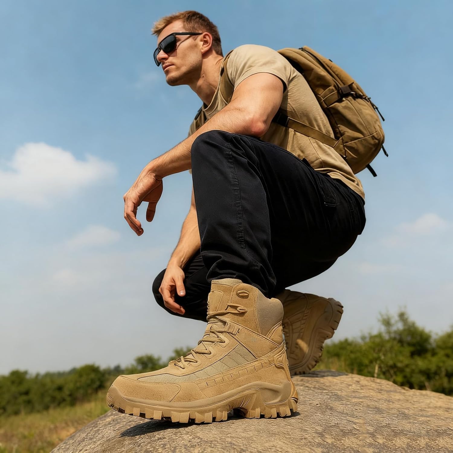 Men's Combat Boots Orthopedic Support Hiking Shoes Waterproof Anti-Puncture Work Boots for Warehouse Mechanics & Truck Driver