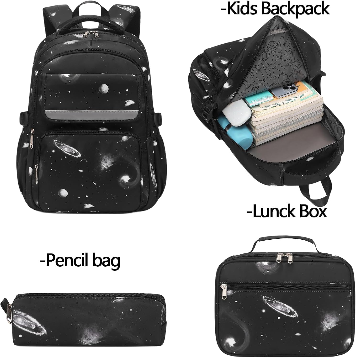 Sugaroom Galaxy Backpacks for Boys Kids Backpack with Lunch Box Primary Elementary Middle School BookBag Set - Image 3
