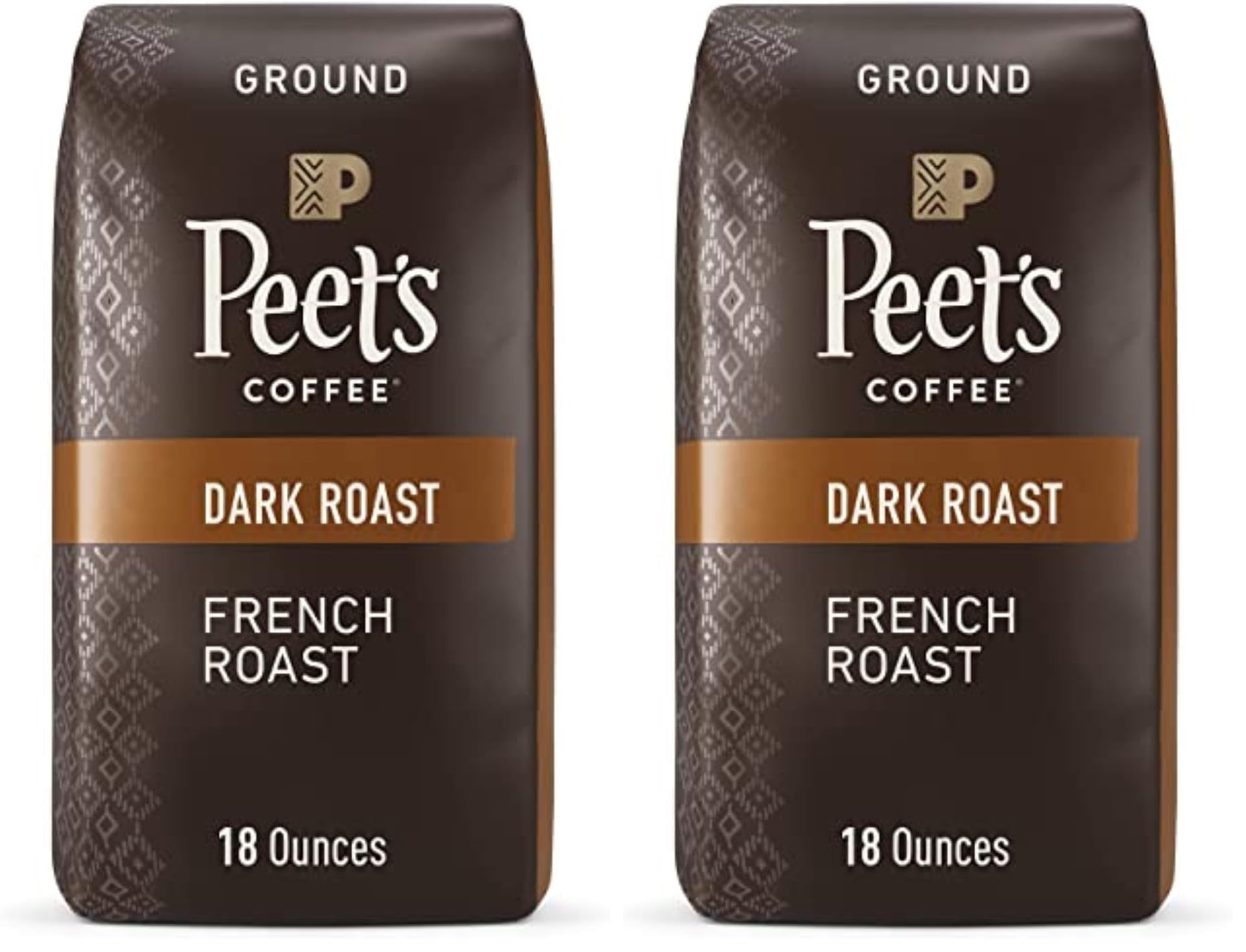 Peet's Coffee Dark Roast Ground Coffee | French Roast | 36 Ounces | 2 Bags
