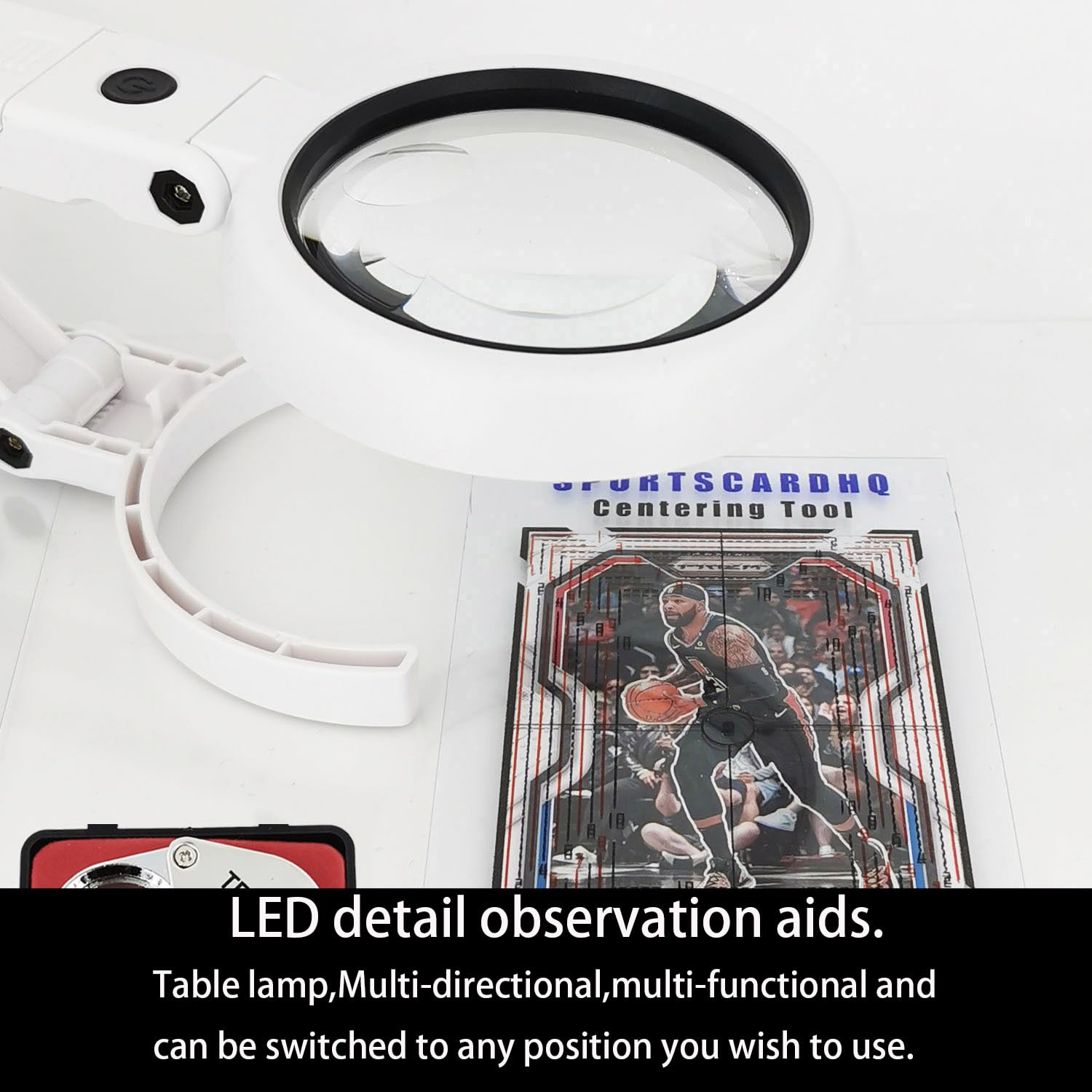 Flinduy Sports Cards Grading Kit, Card Centering Grading Tool, Sports Trading Cards Measuring Tools, LED detail observation aids