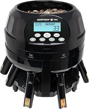 Safetech Coin Counter, Sorter, and Wrapper, Sorts 600 US Coins Per Minute V790