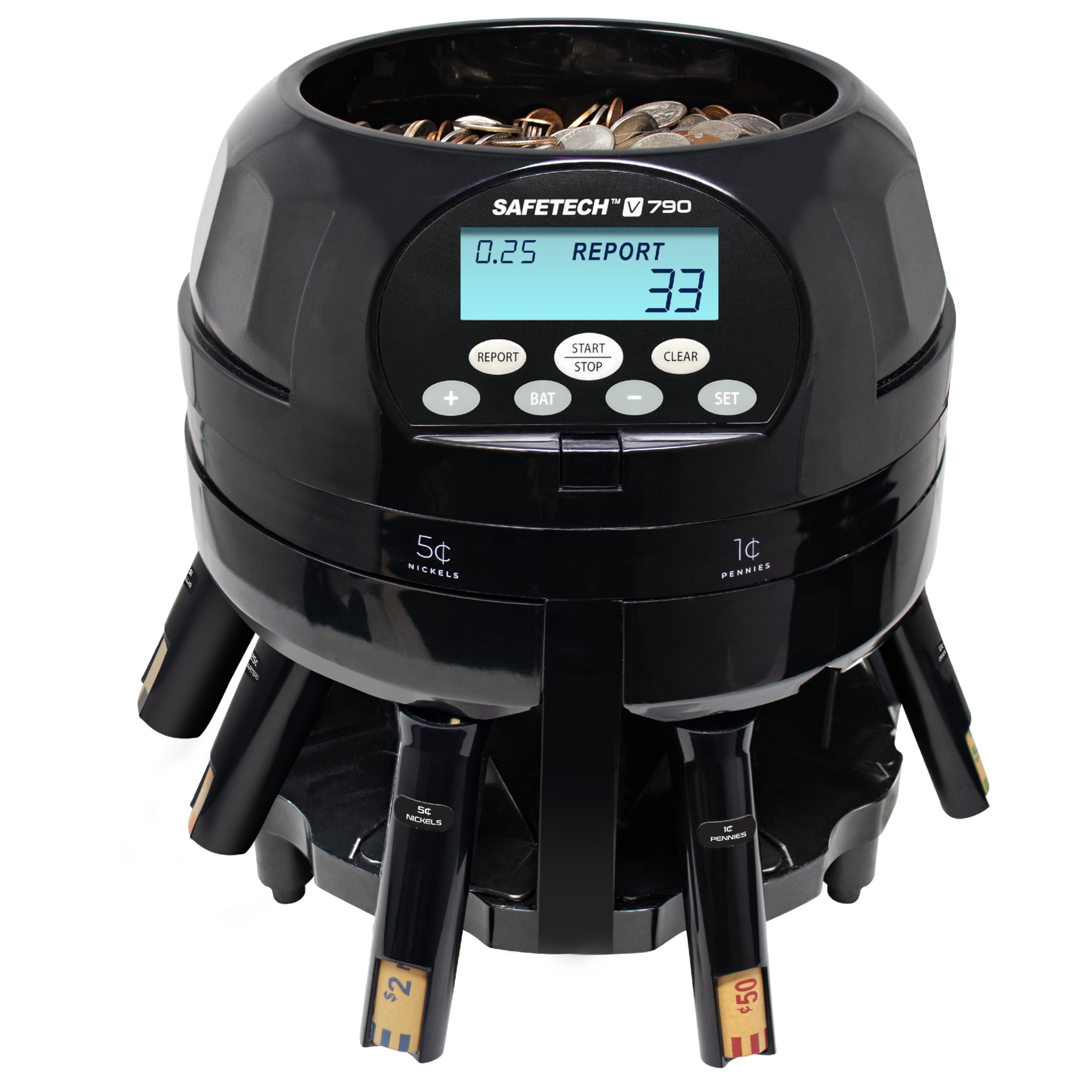 Safetech Super Viper V790 High Speed Coin Counter, Sorter, and Wrapper, Sorts 600 US Coins Per Minute