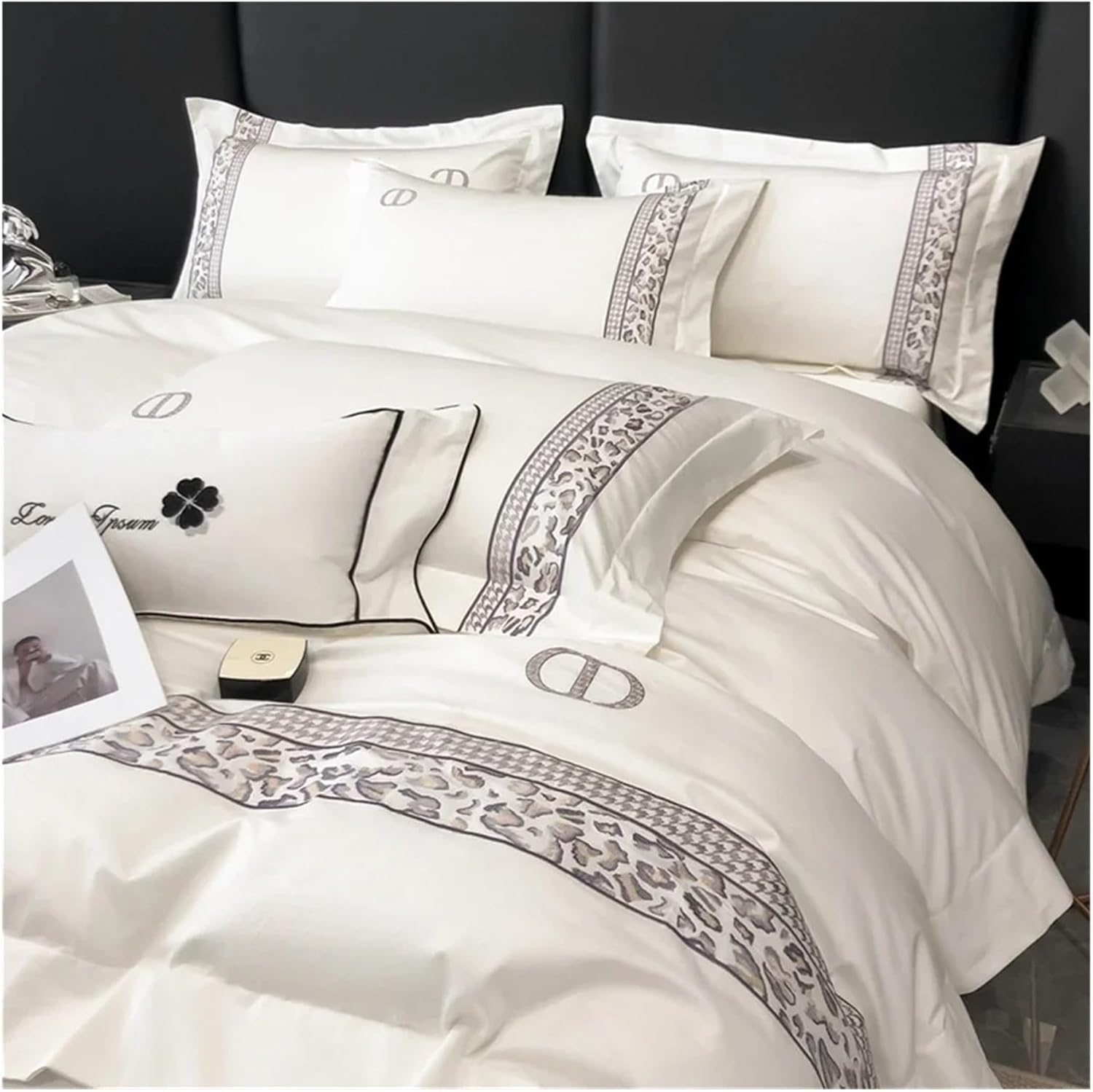 European Embroidery 1000TC Bedding Egyptian Cotton Duvet Cover Set Queen King Size Bedlinens,Bed