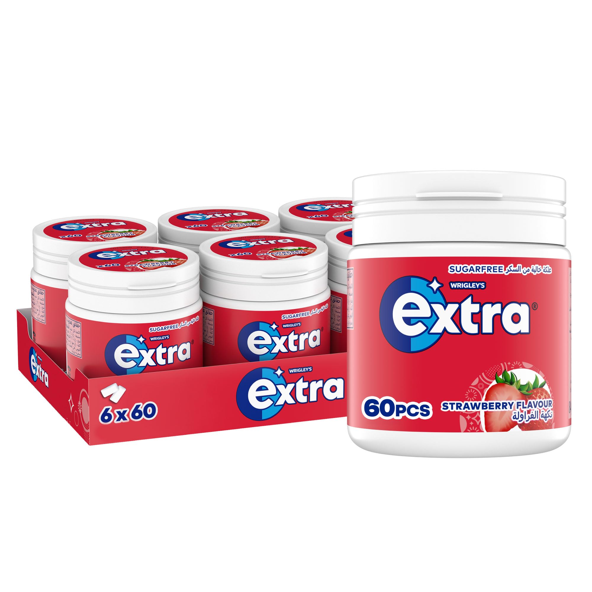 Gum Strawberry, Sugar Free Chewing Gum Pack of 6x84g, Get Fresh on the Go, and Ready for Every Opportunity