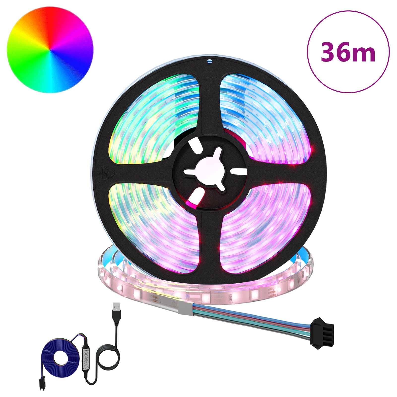 Striscia LED, 12 pezzi, nero e trasparente, USB, cambia colore