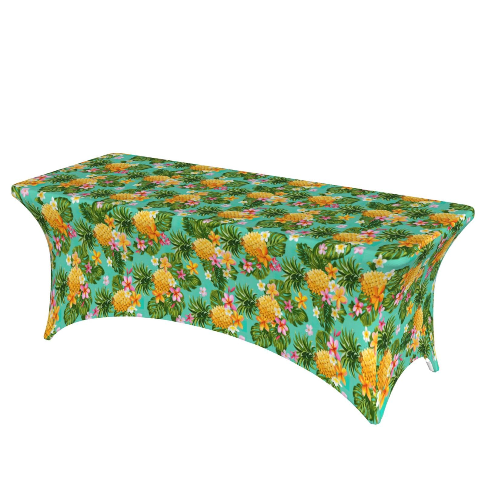 NImongt Tropical Fruit Pineapple Print Elastic Rectangular Tablecloth Holidays Family Banquet Wedding Party Table Cover