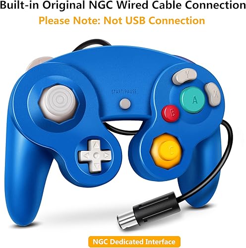 Miniatura 2 de FIOTOK Controlador Gamecube, controlador clásico con cable para Wii Nintendo Gamecube (rojo y azul)
