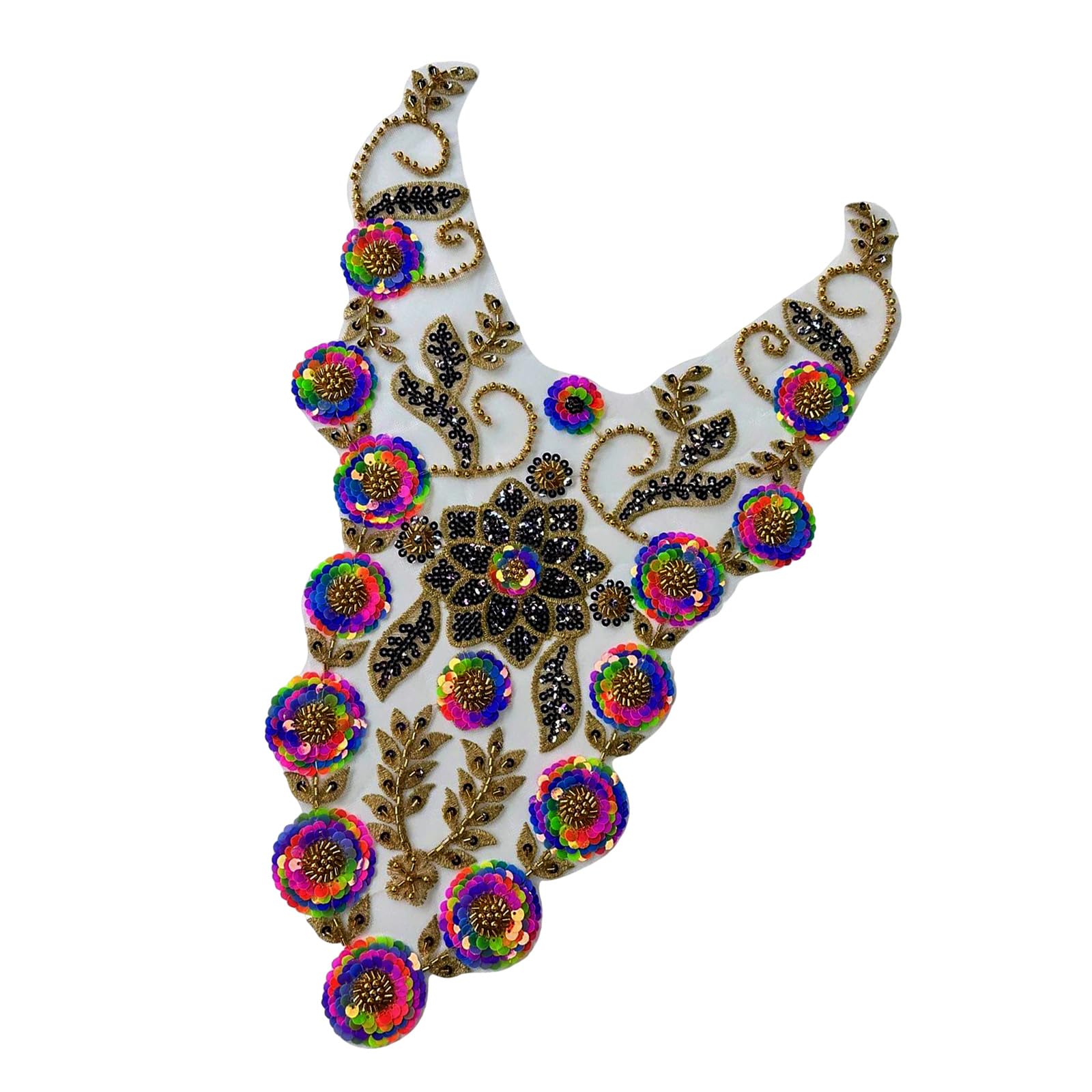 XuQiZZpp Beaded Sequins Sew on Collar Patches for Wedding Dress Evening Gown Embroidered Beads Sequins Sew on Applique Lace Fabric