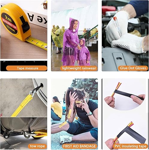 Miniatura 6 de Kit de herramientas de emergencia en carretera para automóvil, kits de emergencia para automóviles, con kit de cables de puente, kit de asistencia