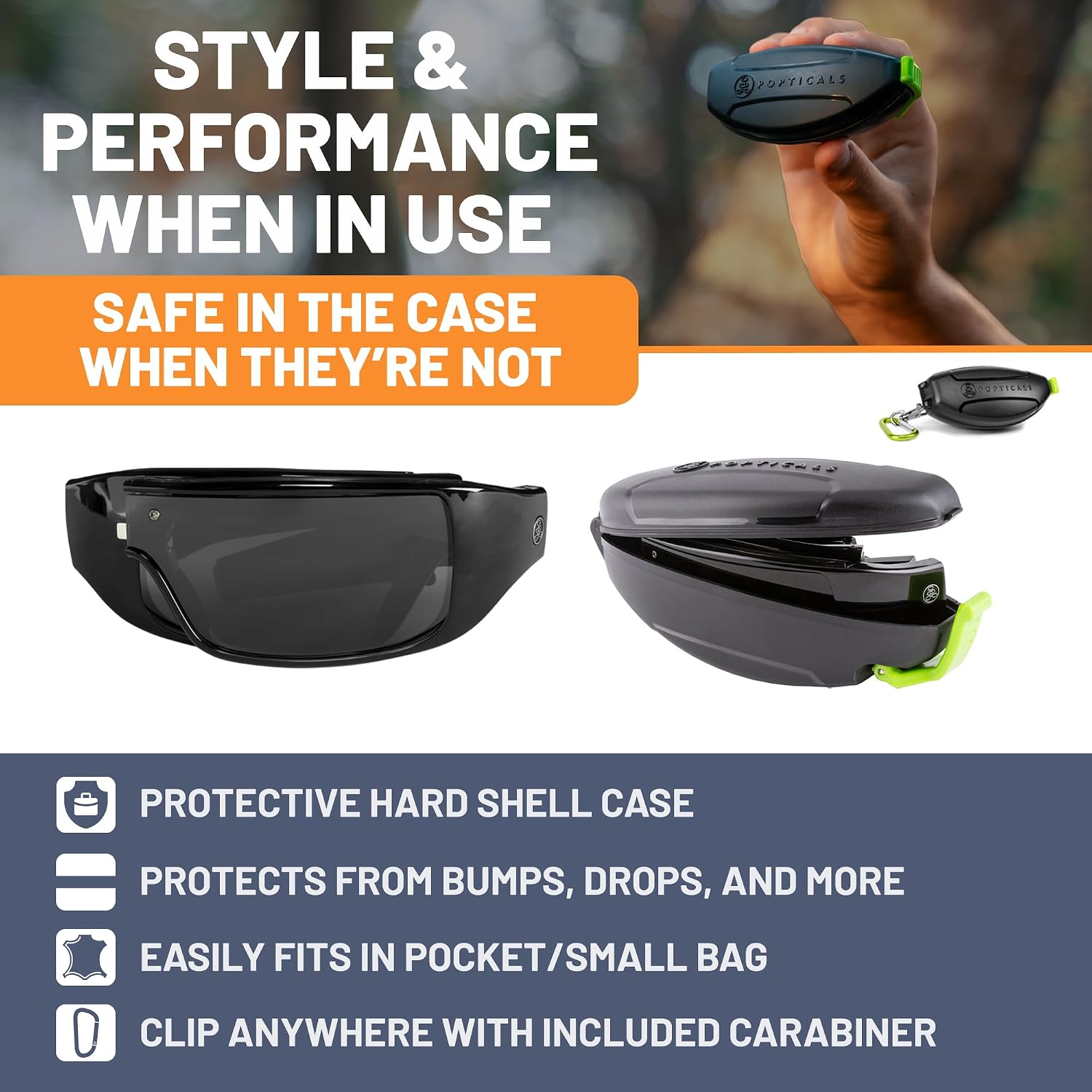 POPGEAR Mens Sport Sunglasses, Womens Polarized Sunglasses, Grilamid TR90 Made in Italy, Easily Collapse For Compact Storage