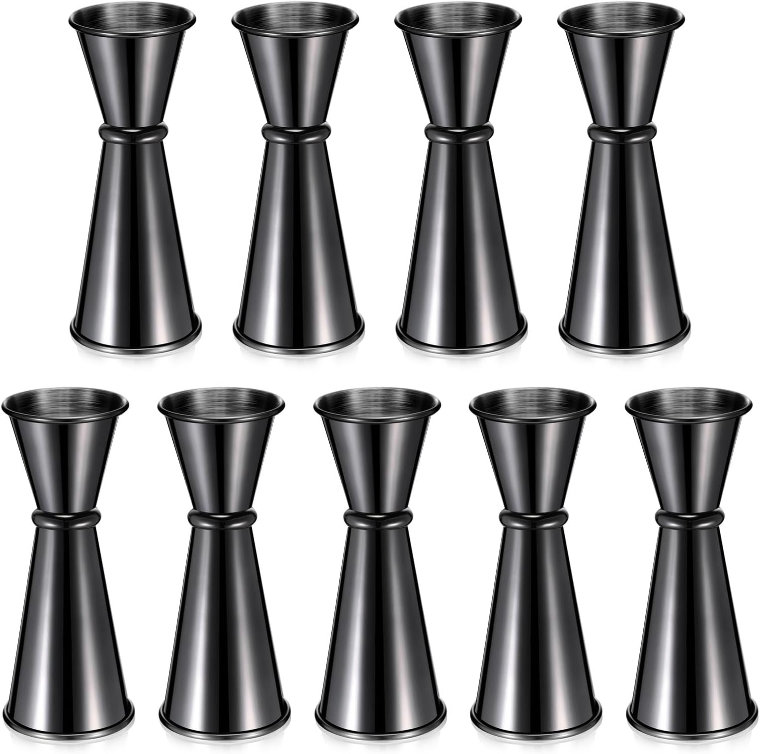 Yinkin 9 Pieces Jigger for Bartending Cocktail Jigger 2 oz 1 oz, 304 Stainless Steel Shot Glass Measuring Cup Shot Measure Jigger Double Japanese Jigger for Bartender Bar Supplies (Black)