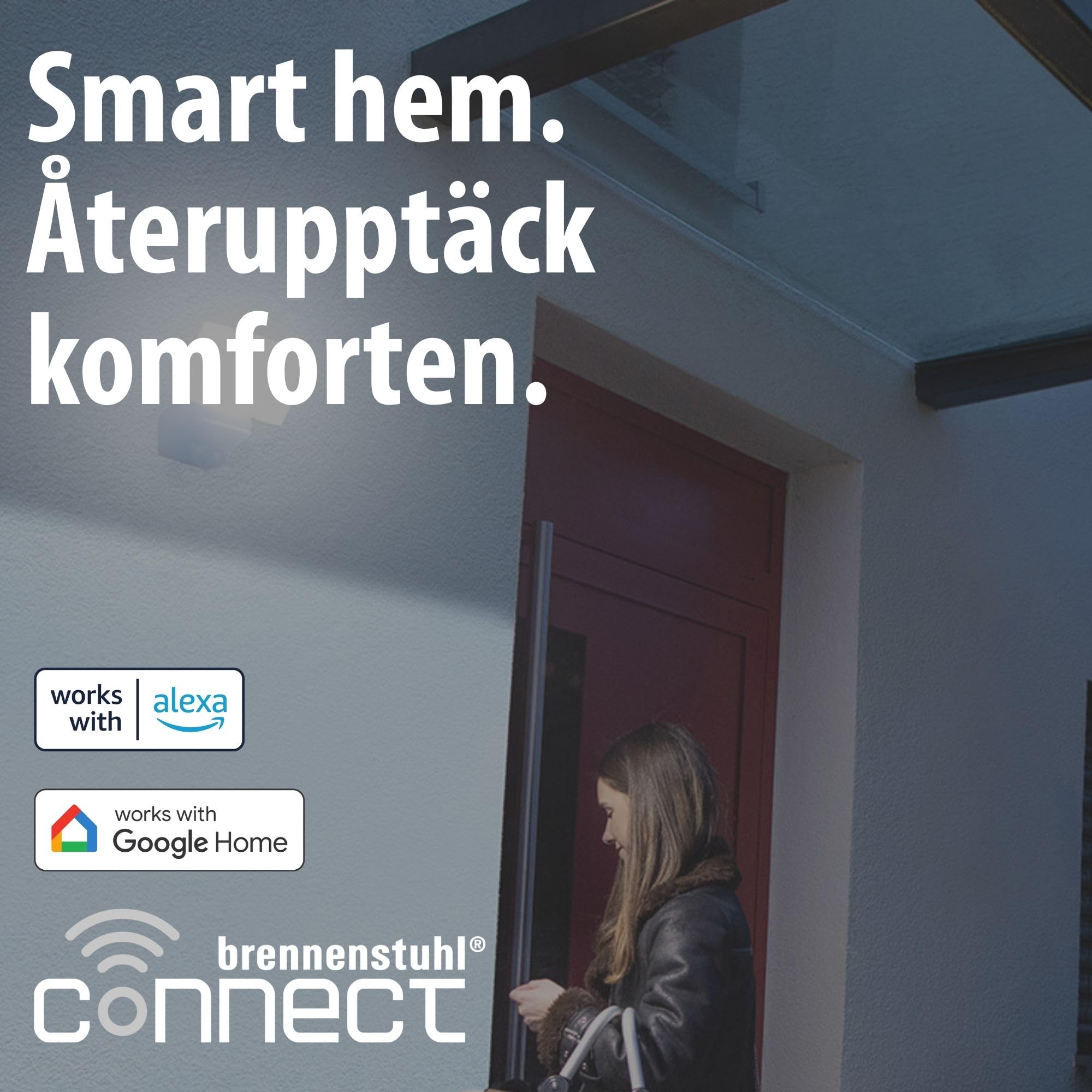 Brennenstuhl Connect WiFi Projecteur LED WF 2051 P (24 W, 2800 lm, IP54, plusieurs fonctions d'éclairage réglables via l'application, spot d'extérieur pour montage mural avec détecteur de mouvement)
