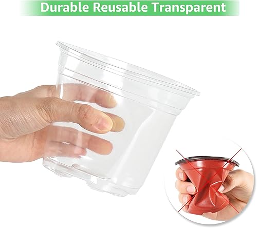 Miniatura 6 de Bonviee 36 paquetes de macetas transparentes de 3.545 pulgadas, maceta de plástico transparente con agujeros de drenaje, maceta de inicio de