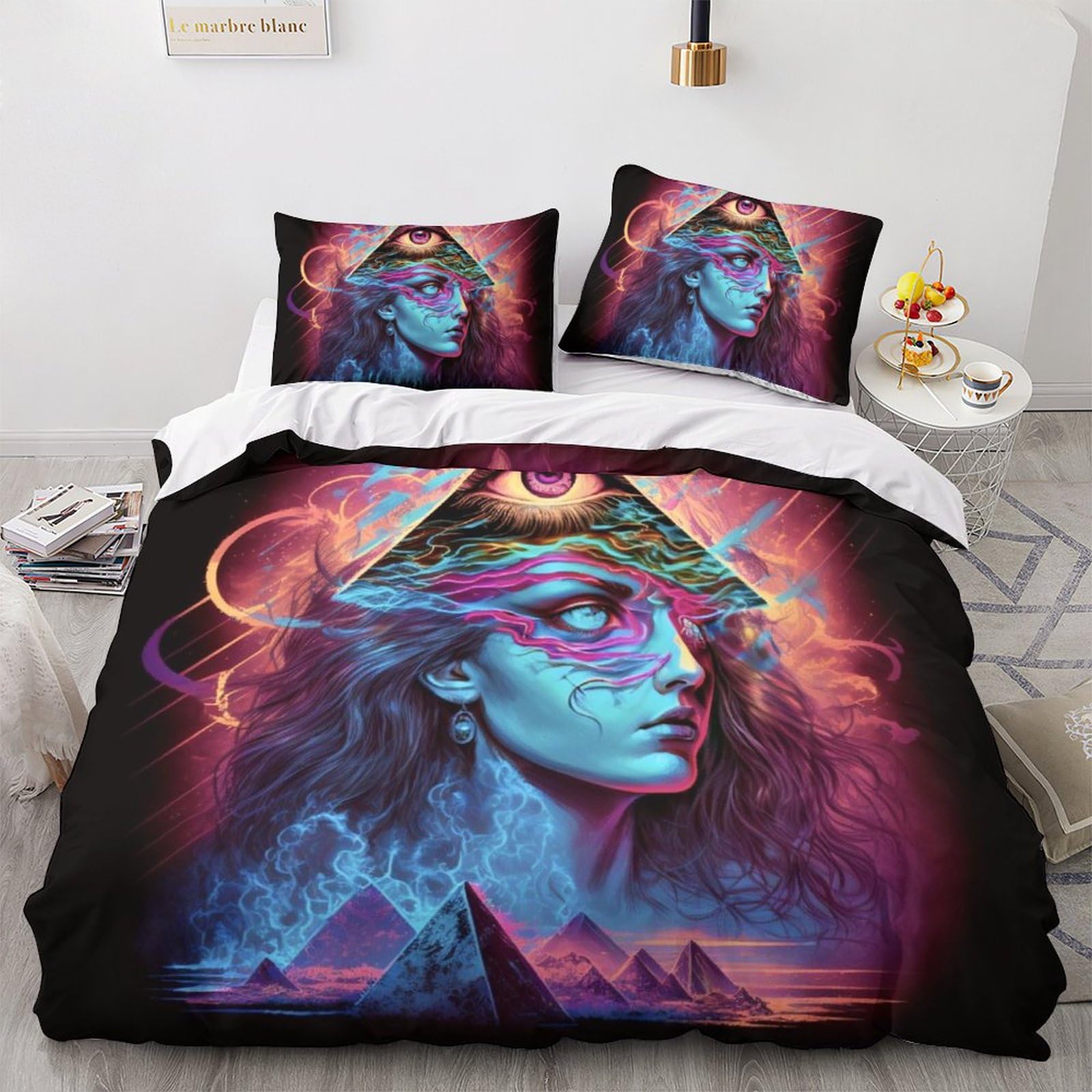 Housses de couettes 3D anti-froissage parure lit 200x200 zippée grand confort