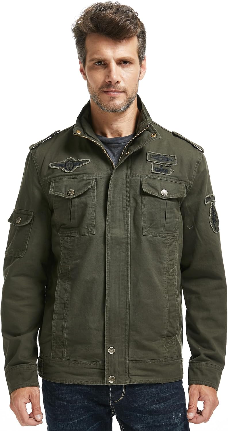 WenVen Men's Military Jacket Fleece Lined Winter Puffer Coat Cotton Windbreaker Parka - Image 2