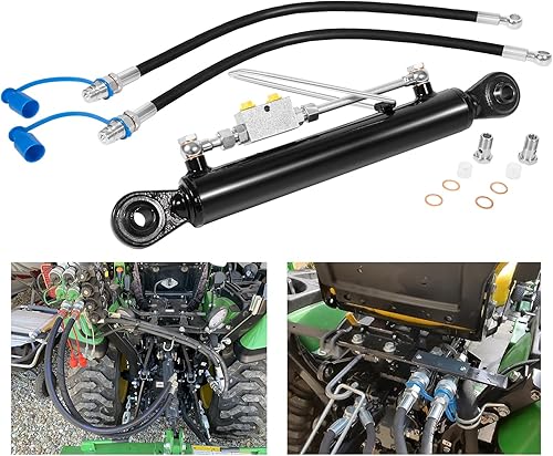 Reemplazo universal para enlace superior hidráulico Cat. 1-1 con bloque de bloqueo 20 78" - 31 78" con 2 mangueras y una válvula de doble control,