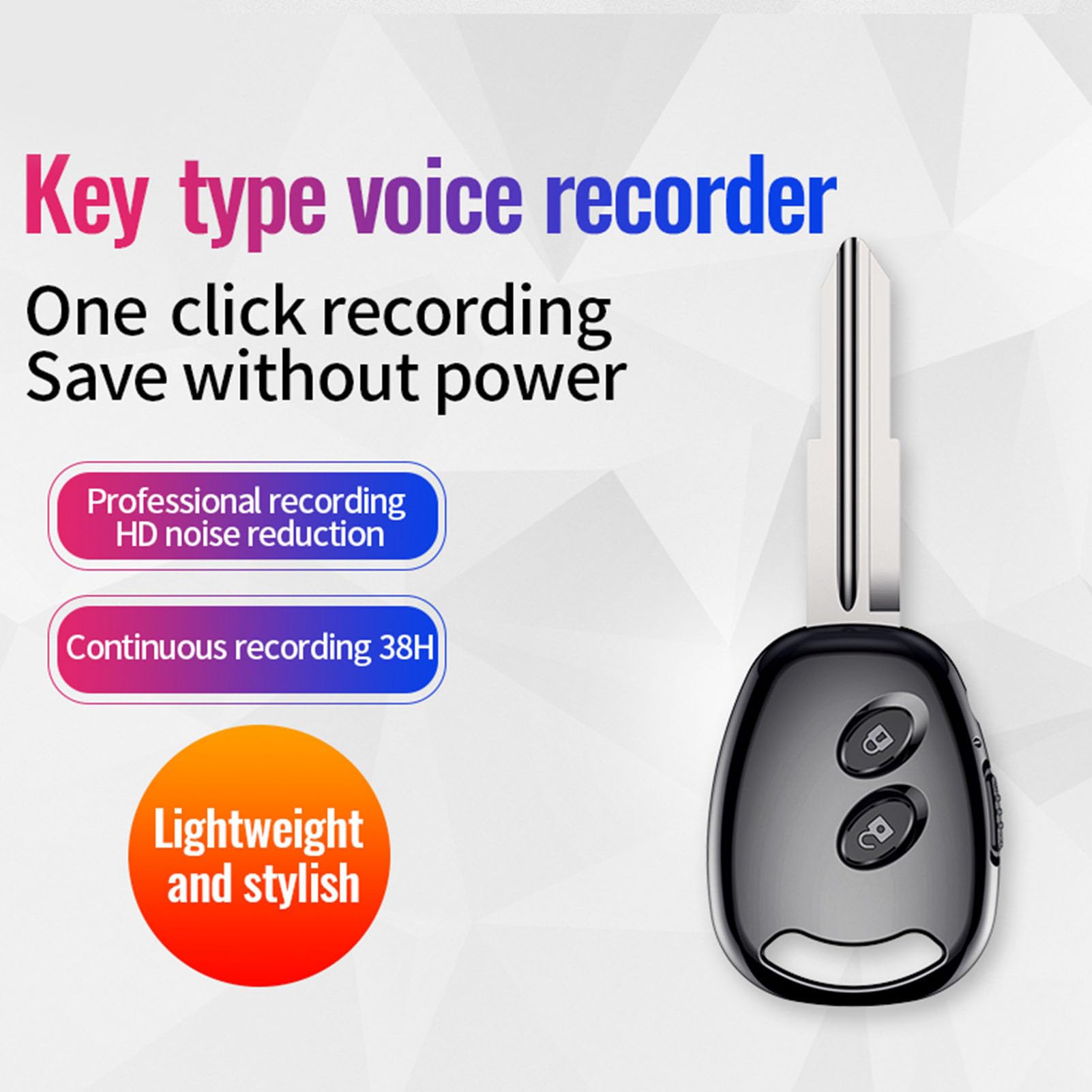 Grabadora de Voz M1 con Forma de Tecla, Grabación y Reproducción Activada por Voz, Reproductor MP3 con Cancelación de Ruido, Grabadora de Audio con Auriculares para Clases de (8GB)