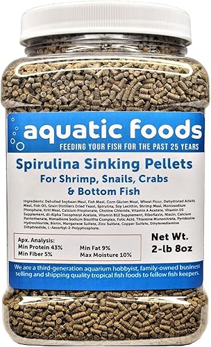 Aquatic Foods Inc. Zeigler - Pellets de hundimiento de espirulina para camarones, caracoles, cangrejos, bagres, plecos para todos los peces