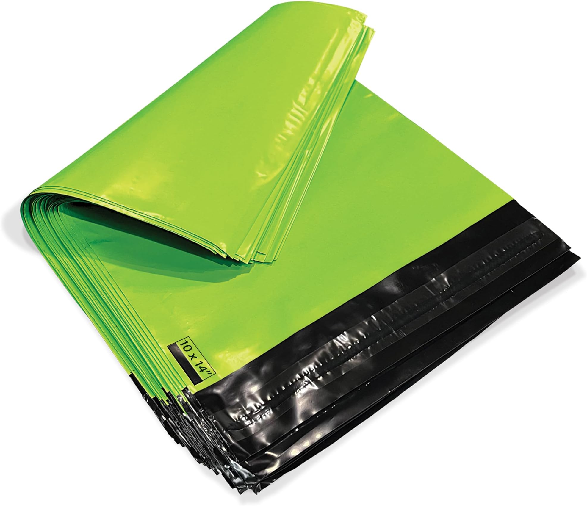 JeeJaan® 50 Neon Green Parcel Bags 10x14 in Mailing Bags (254 x 354 mm) A4 Poly Mailers Postage Bag Envelope Mailers Strong Recyclable Poly Plastic Envelope for Courier & Shipping Purposes