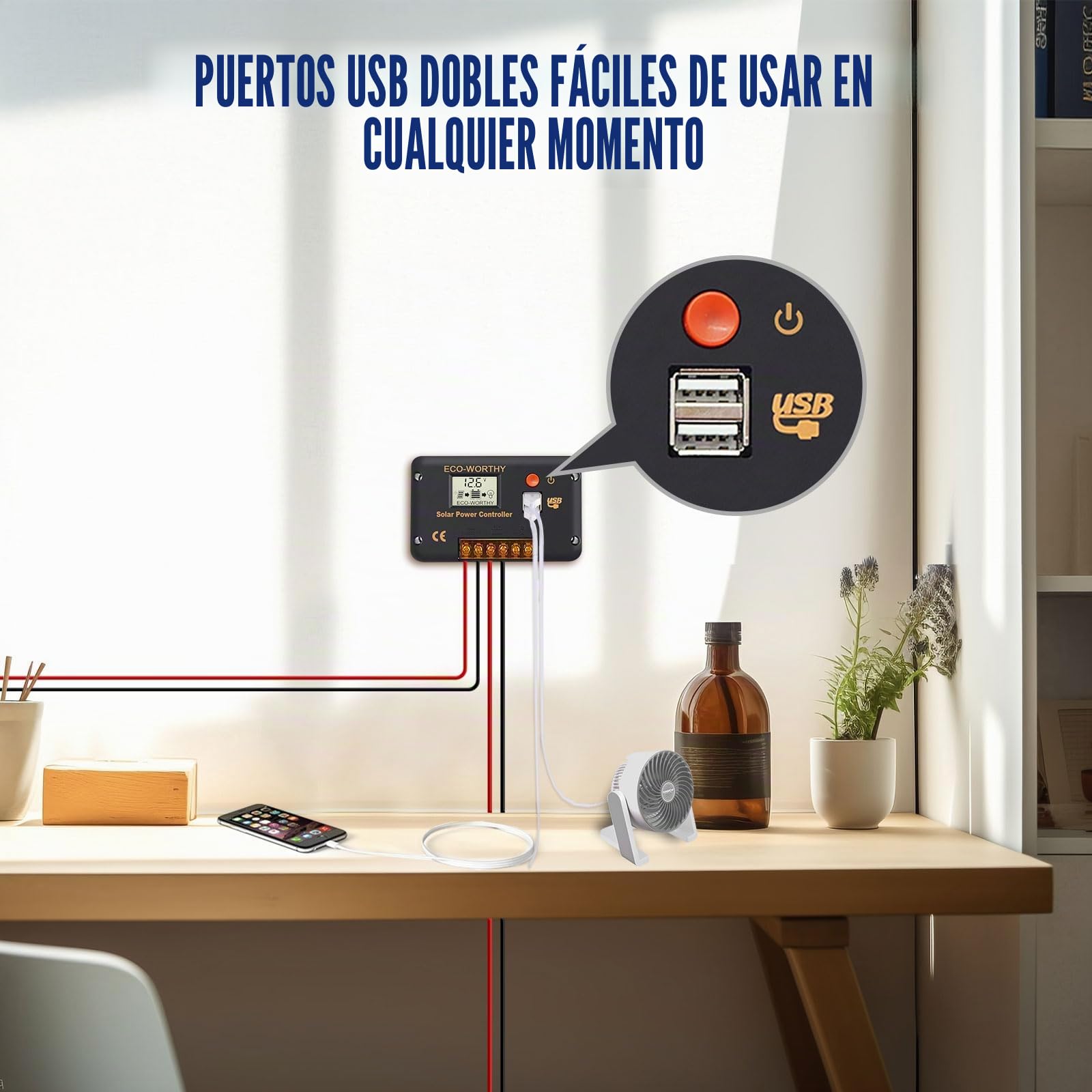 ECO-WORTHY 240W 12V Kit Panel Solar Mono Kit placa solar autoconsumo para RV Casa: 2pcs 120W, 50AH Batería de Litio, 30A Controlador Solar, Inversor de 600W